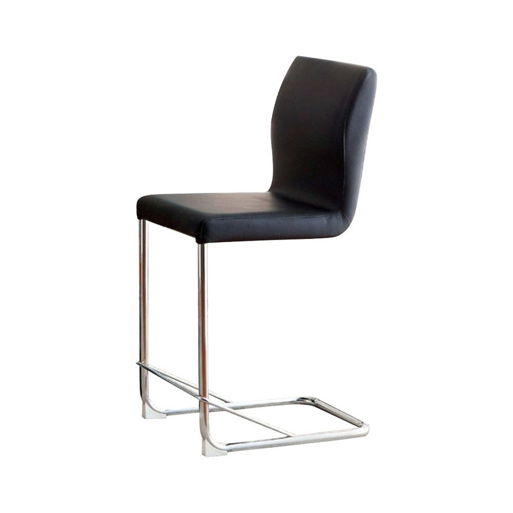 Lodia II Contemporary Counter Height Chair With Black Pu, Set of 2