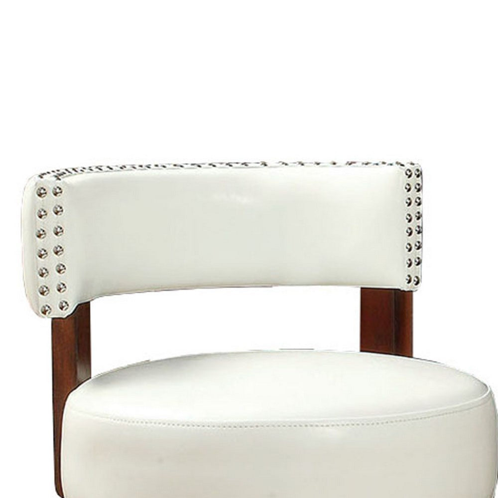 BM131354 Shirley Contemporary 24" Barstool Withpu Cushion, White Finish