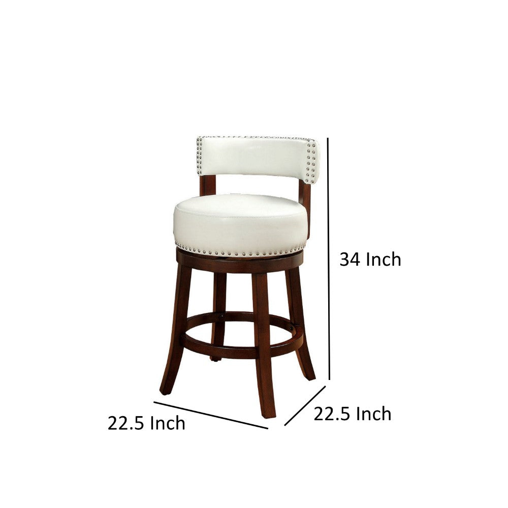 BM131354 Shirley Contemporary 24" Barstool Withpu Cushion, White Finish