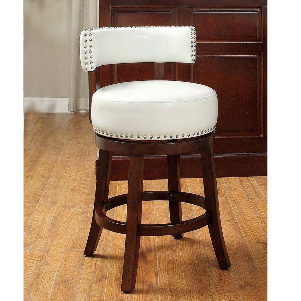 BM131354 Shirley Contemporary 24" Barstool Withpu Cushion, White Finish