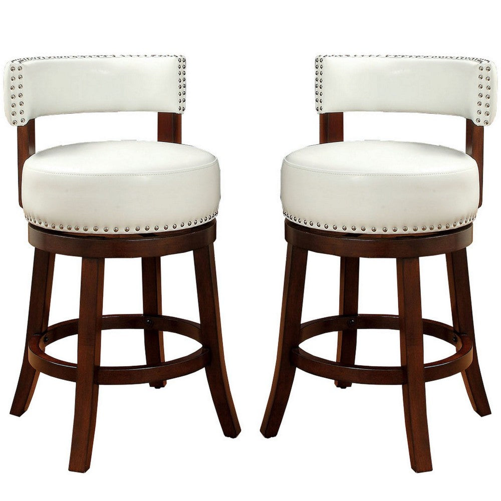 BM131354 Shirley Contemporary 24" Barstool Withpu Cushion, White Finish