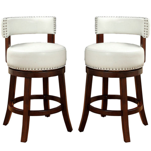 BM131354 Shirley Contemporary 24" Barstool Withpu Cushion, White Finish