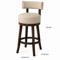BM131355 Lynsey Contemporary 24"Barstool Withlinen Cushion, Set Of 2
