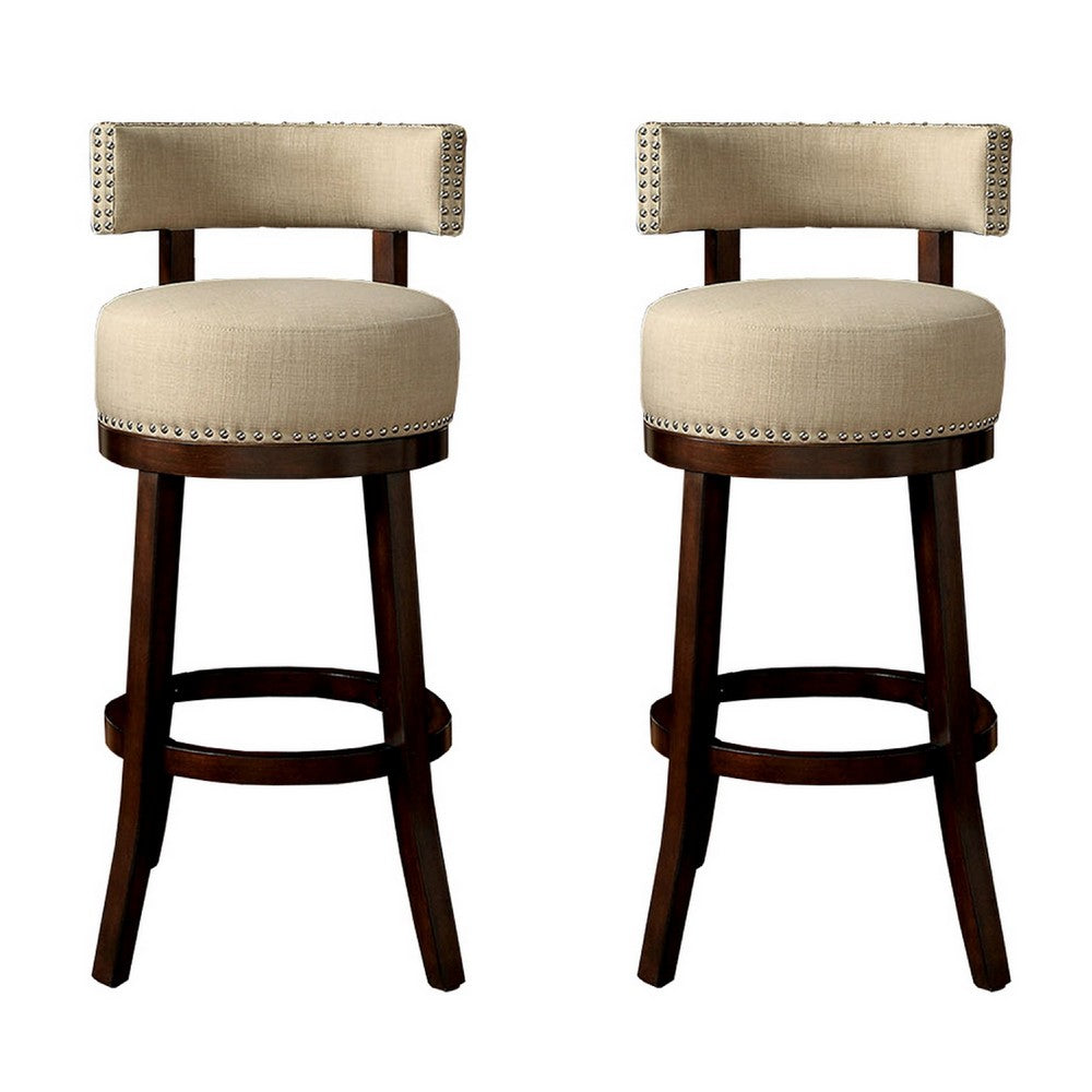 BM131355 Lynsey Contemporary 24"Barstool Withlinen Cushion, Set Of 2