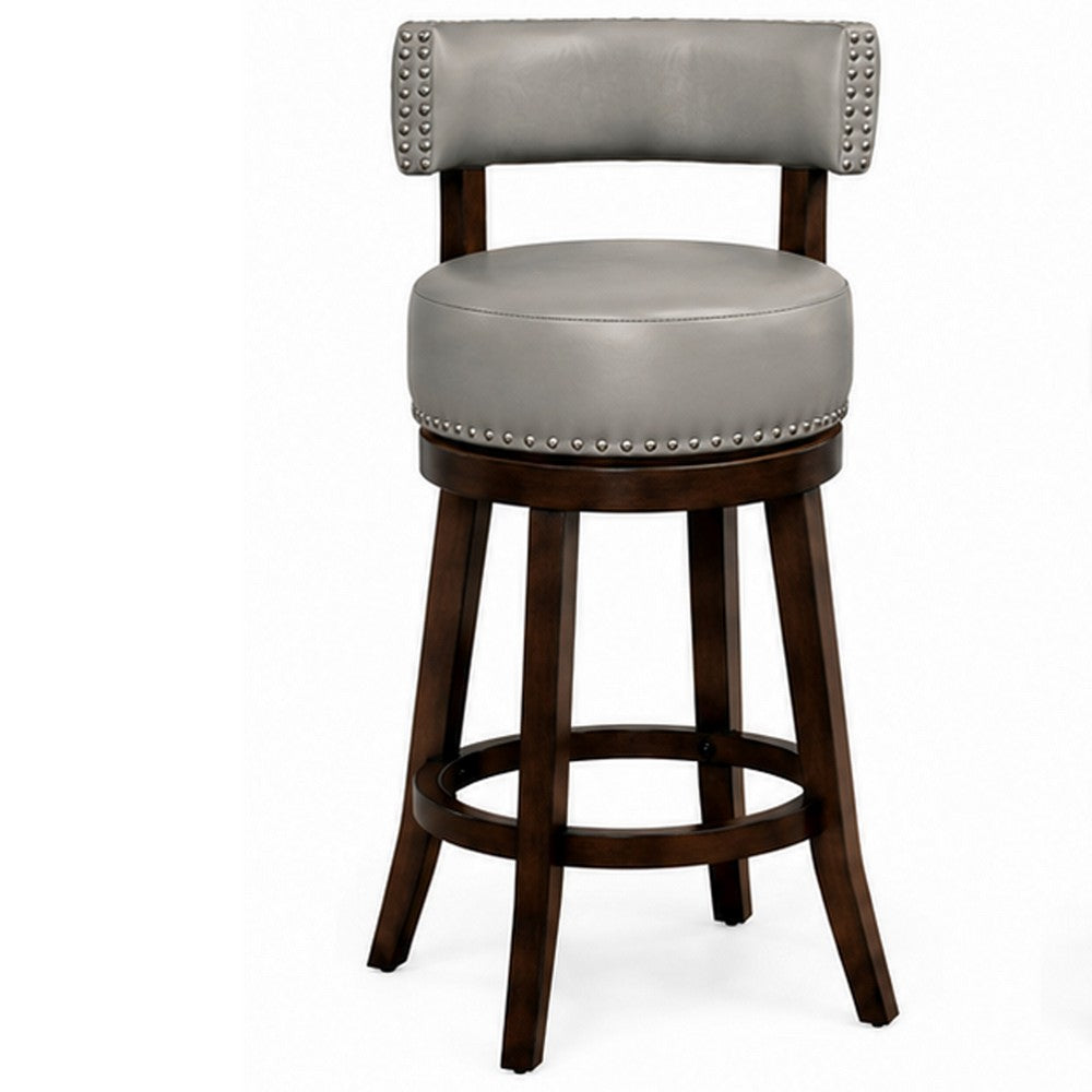 BM131359 Shirley 29" Barstool Withpu Cushion, Gray Finish, Set Of 2