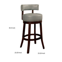 BM131359 Shirley 29" Barstool Withpu Cushion, Gray Finish, Set Of 2