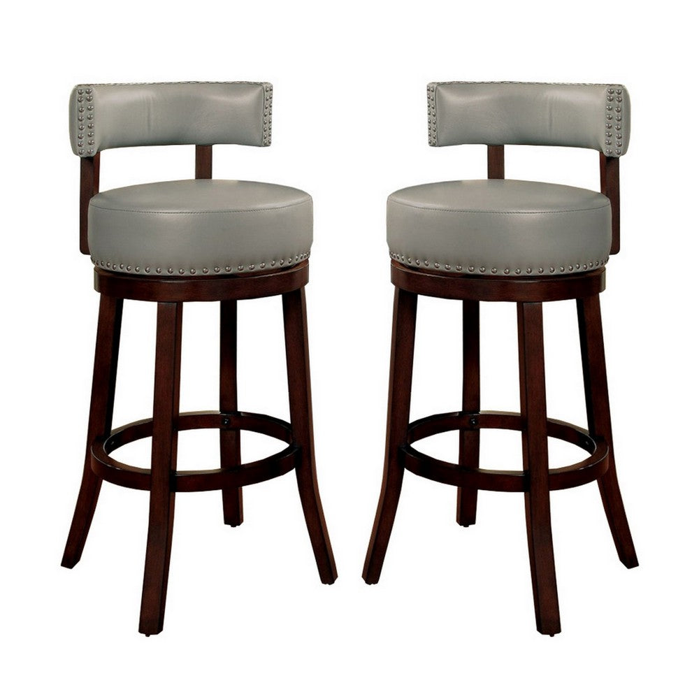 BM131359 Shirley 29" Barstool Withpu Cushion, Gray Finish, Set Of 2
