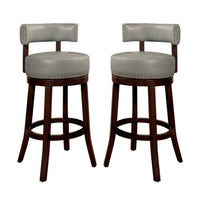BM131359 Shirley 29" Barstool Withpu Cushion, Gray Finish, Set Of 2
