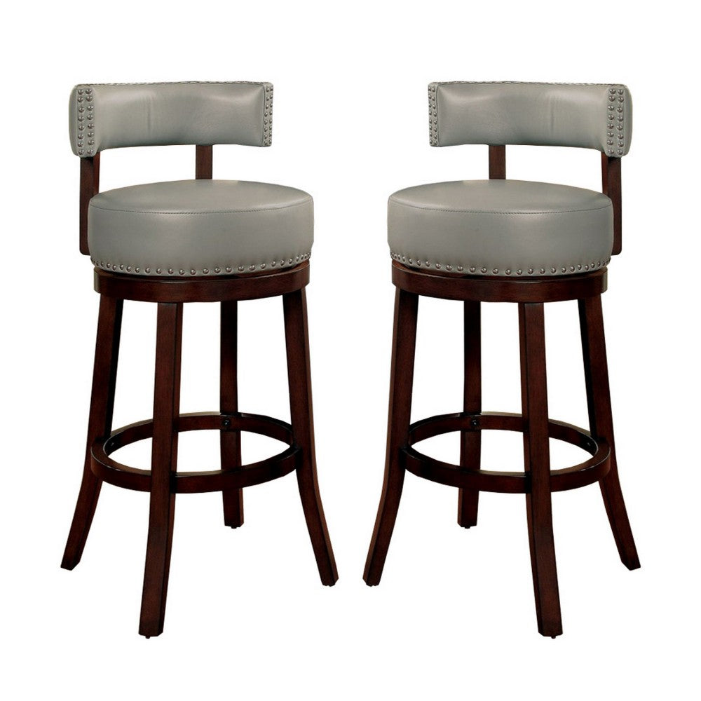 BM131359 Shirley 29" Barstool Withpu Cushion, Gray Finish, Set Of 2