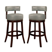 BM131359 Shirley 29" Barstool Withpu Cushion, Gray Finish, Set Of 2