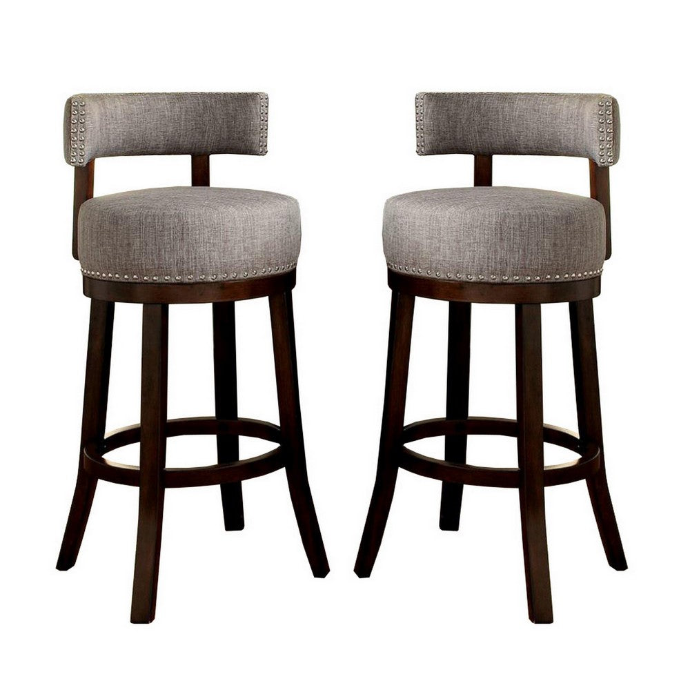 Lynsey Contemporary 29"Barstool With linen Cushion, Light Gray Finish, Set of 2 - FOA-CM-BR6252LG-29-2PK