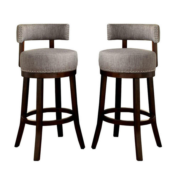 Lynsey Contemporary 29"Barstool With linen Cushion, Light Gray Finish, Set of 2 - FOA-CM-BR6252LG-29-2PK