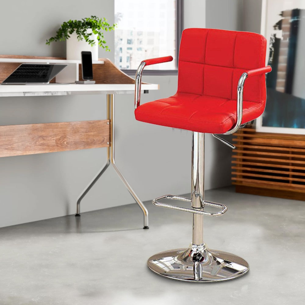 Corfu Contemporary Bar Stool With Arm In Red - BM131409
