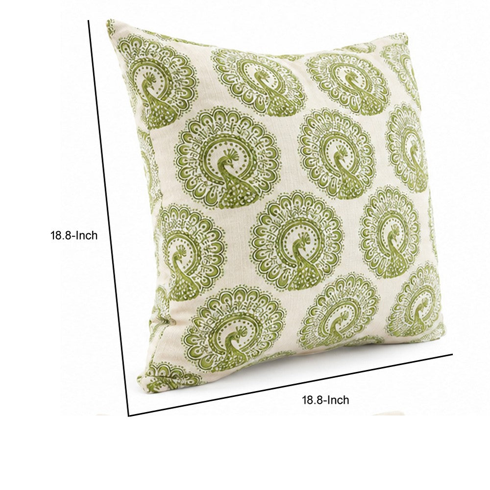 FIFI Contemporary Big Pillow With pattern Fabric, Green Finish, Set of 2 - BM131622