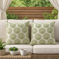 FIFI Contemporary Big Pillow With pattern Fabric, Green Finish, Set of 2 - BM131622