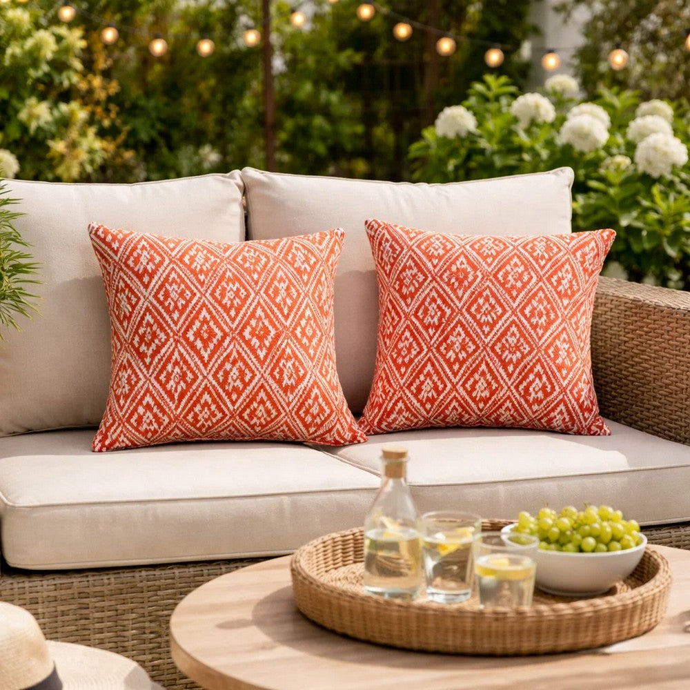 CICI Contemporary Small Pillow With fabric, Red Finish, Set of 2 - BM131641
