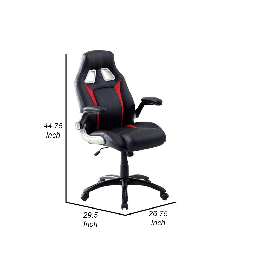 Argon Contemporary Racing Car Office Chair, Black & Red Finish - BM131850