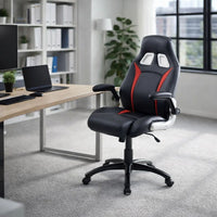 Argon Contemporary Racing Car Office Chair, Black & Red Finish - BM131850
