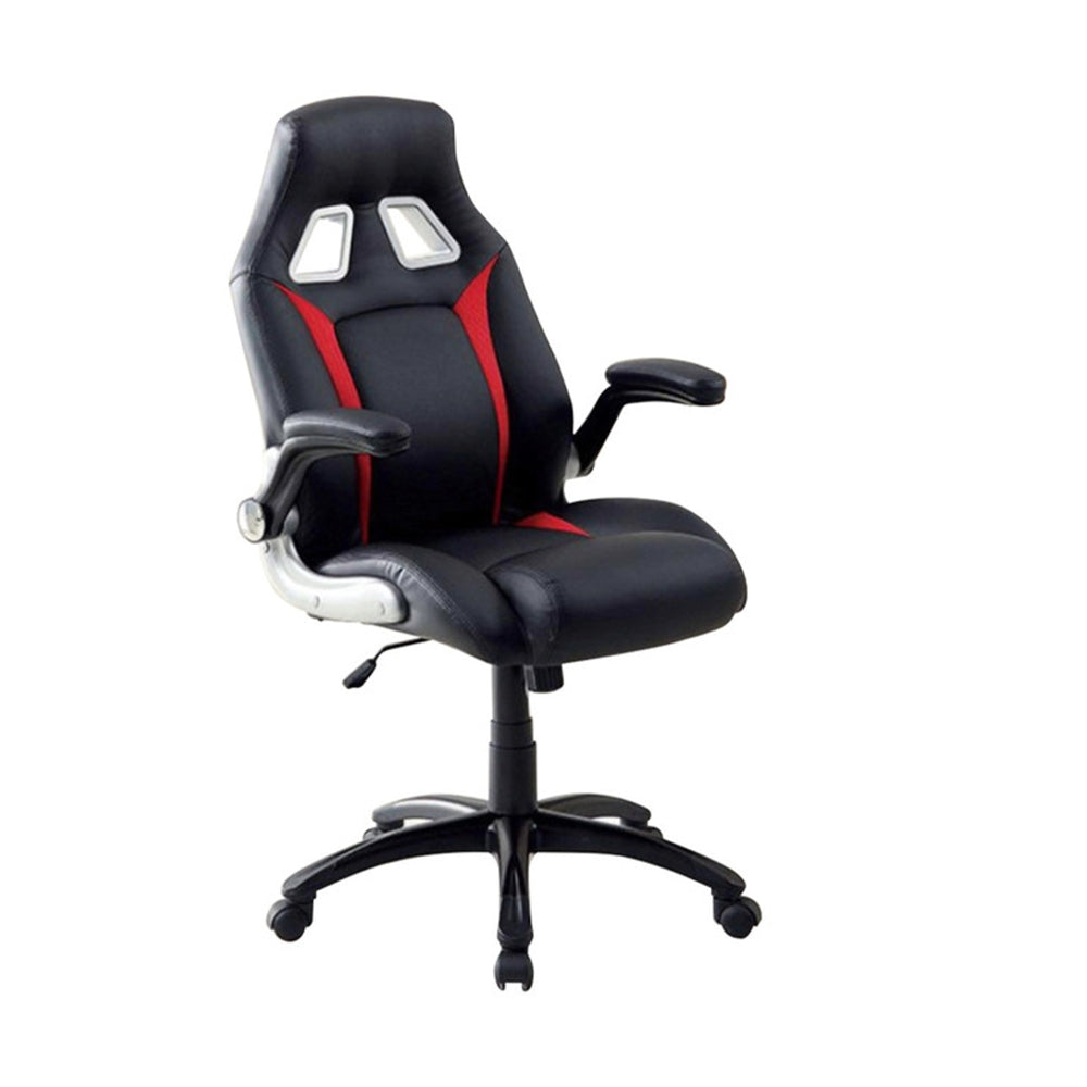 Argon Contemporary Racing Car Office Chair, Black & Red Finish - BM131850