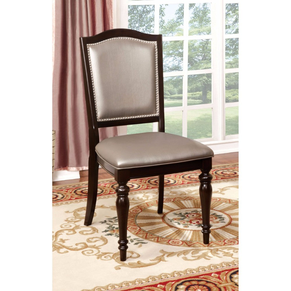 Harrington Transitional Side Chair With PVC, Brown Finish, Set of 2 - FOA-CM3970GL-SC-2PK