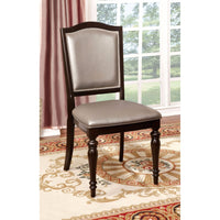 Harrington Transitional Side Chair With PVC, Brown Finish, Set of 2 - FOA-CM3970GL-SC-2PK