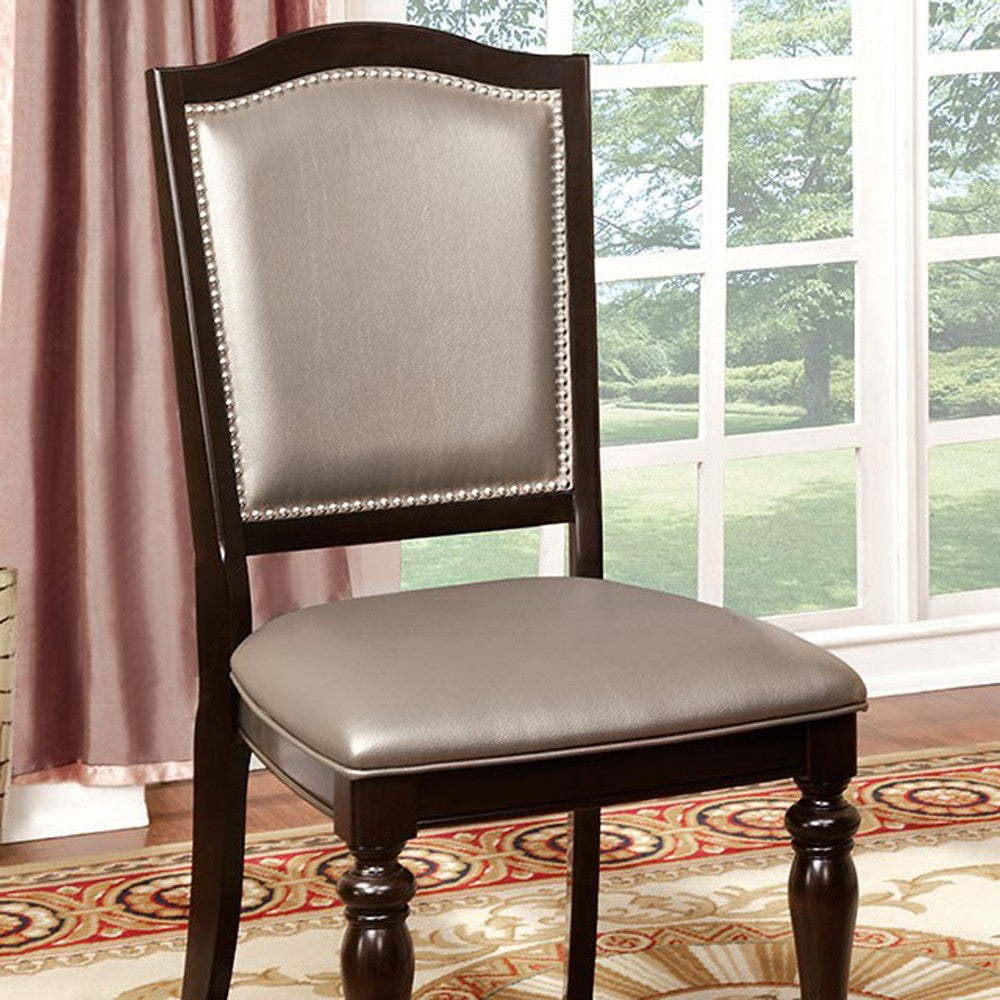 Harrington Transitional Side Chair With PVC, Brown Finish, Set of 2 - FOA-CM3970GL-SC-2PK