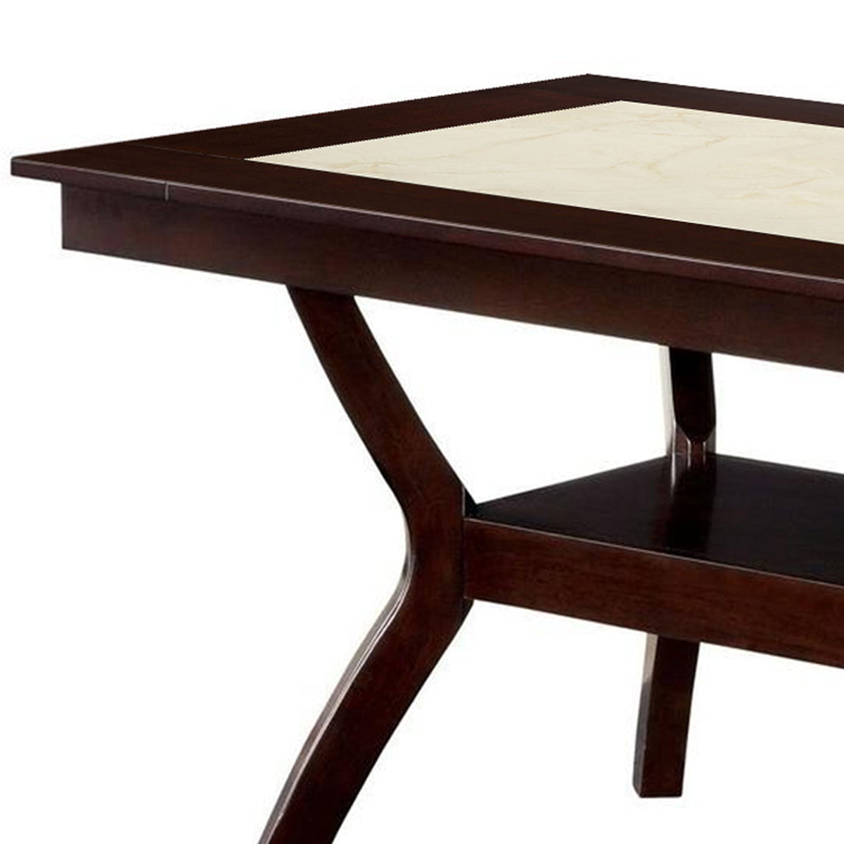 Rectangular Wooden Dining Table with Angled Wooden Legs, Brown and Cream - BM137549
