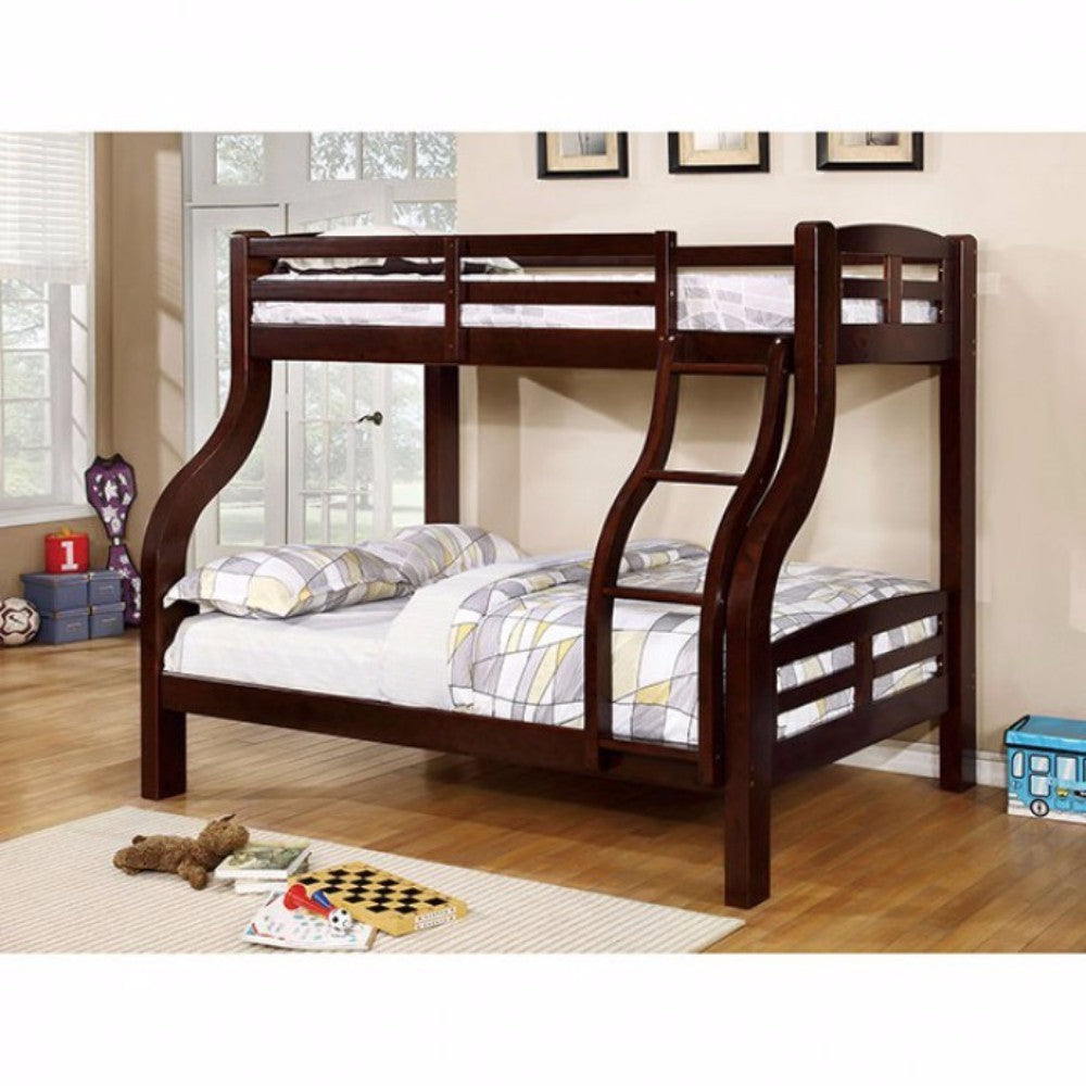 Curved Wood Design Twin/full Bunk Bed, Brown