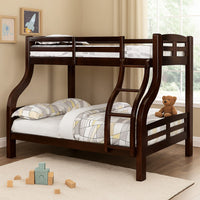 Curved Wood Design Twin/full Bunk Bed, Brown