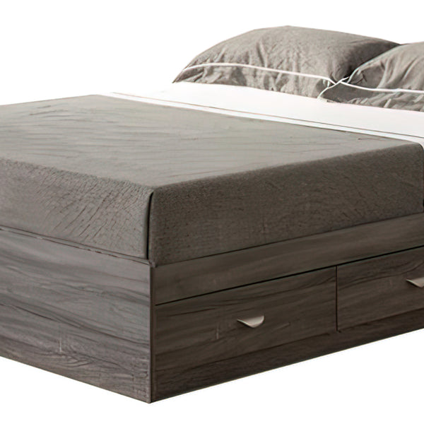 Grained Wooden Frame Full Size Chest Bed with 3 Drawers, Distressed Gray - BM141893