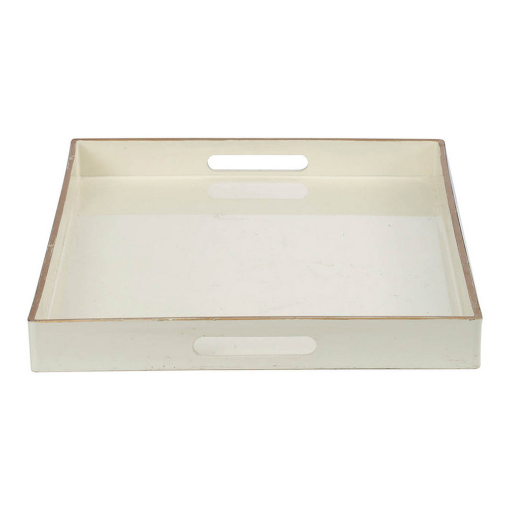 BM145590 Mimosa Rectangle Tray With Cutout Handles, White