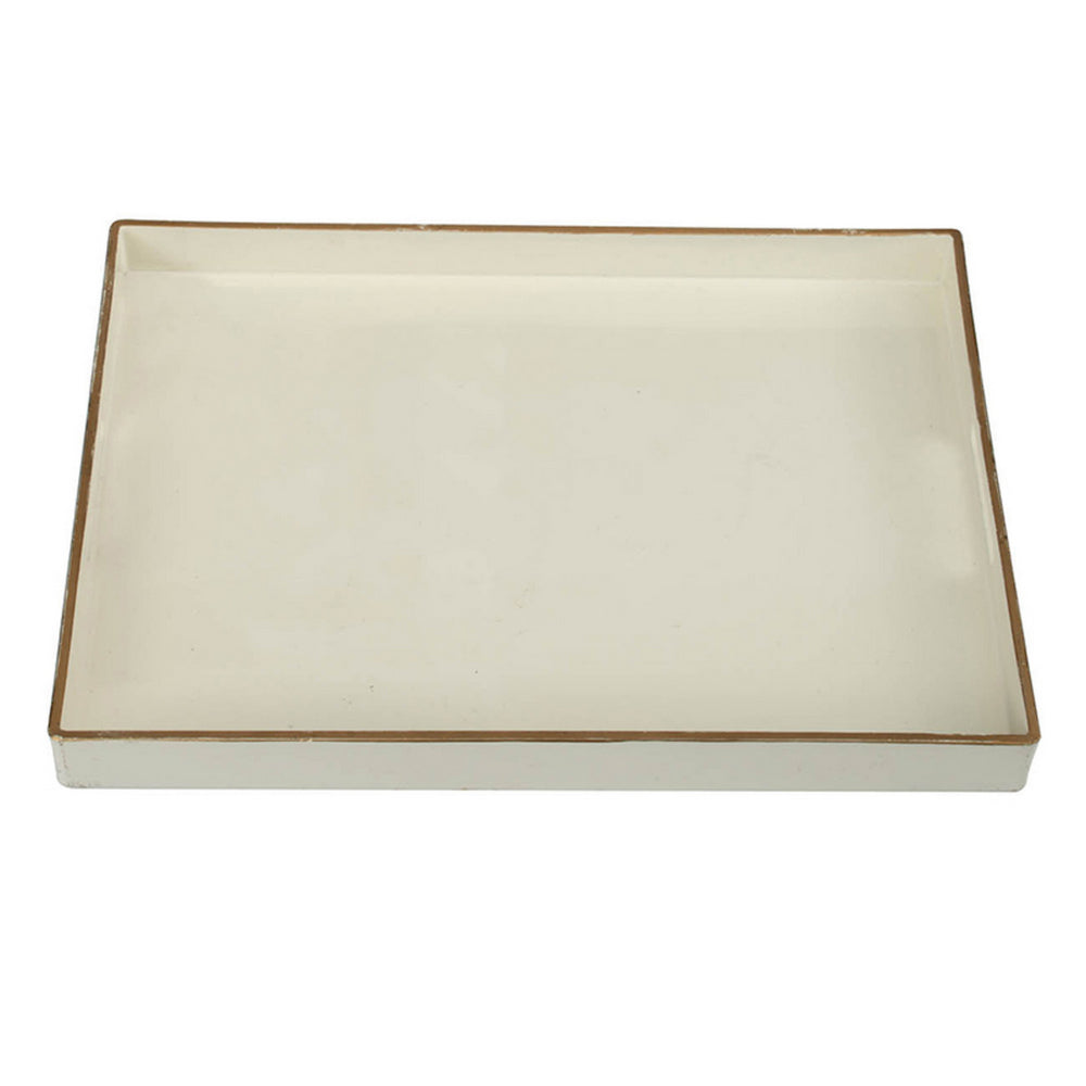 BM145590 Mimosa Rectangle Tray With Cutout Handles, White