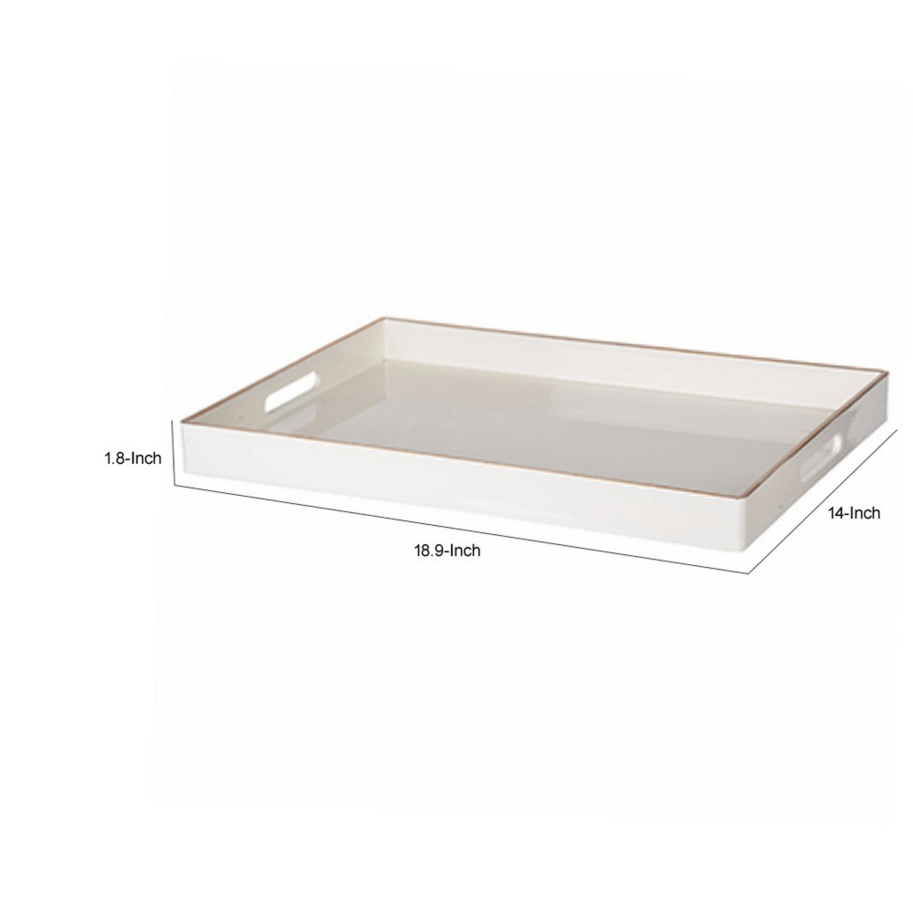 BM145590 Mimosa Rectangle Tray With Cutout Handles, White