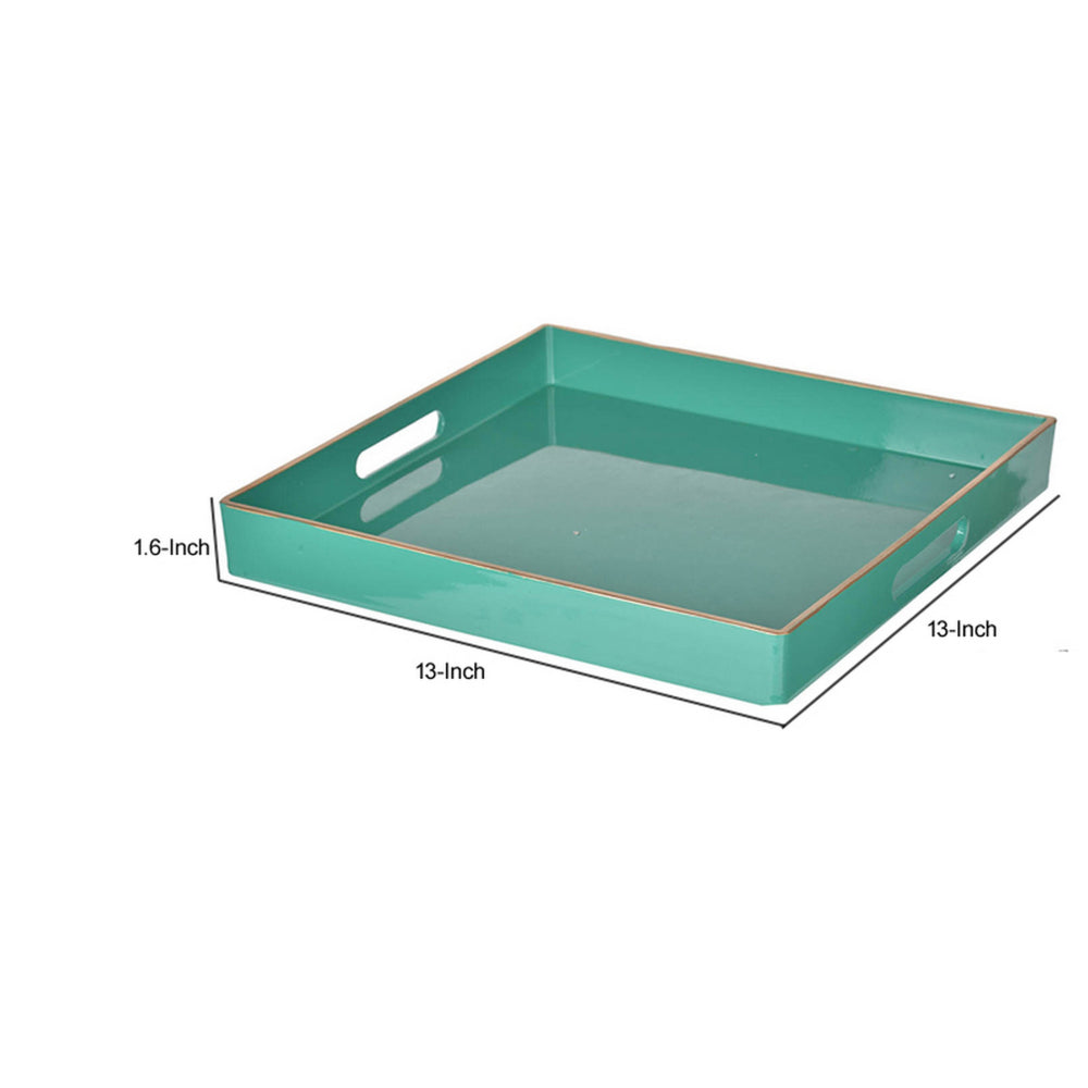 Mimosa Square Tray With Cutout Handles, Green - BM145601