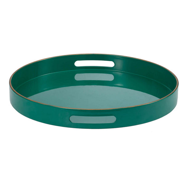 Mimosa Round Tray With Cutout Handles, Green - BM145602