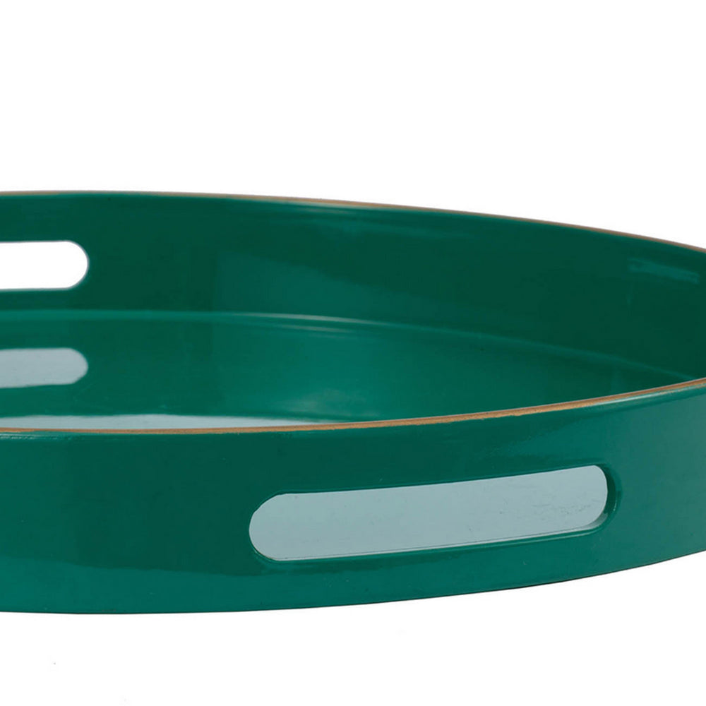 Mimosa Round Tray With Cutout Handles, Green - BM145602