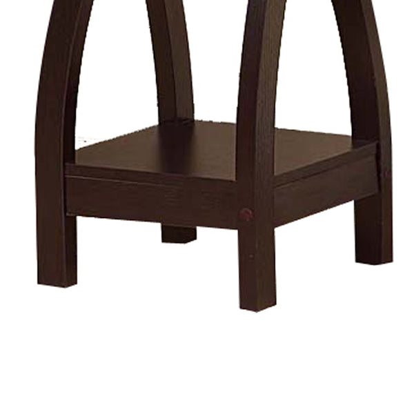 Square Top Wooden Plant Stand with Curved Legs and Shelves, Large, Dark Brown - BM148788