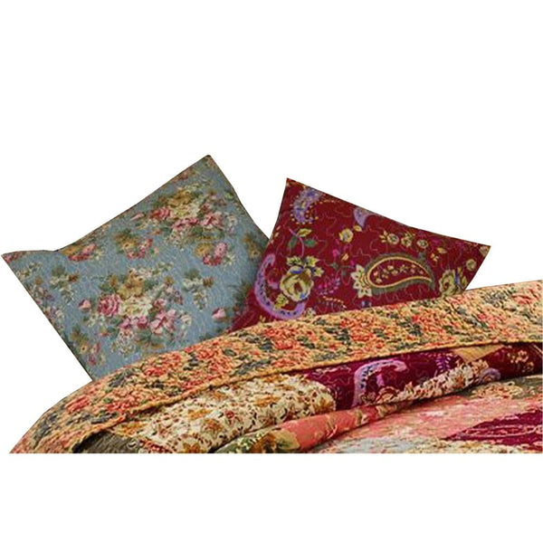 Kamet Fabric Decorative Pillow with Floral Prints, Set of 2, Multicolor By Casagear Home