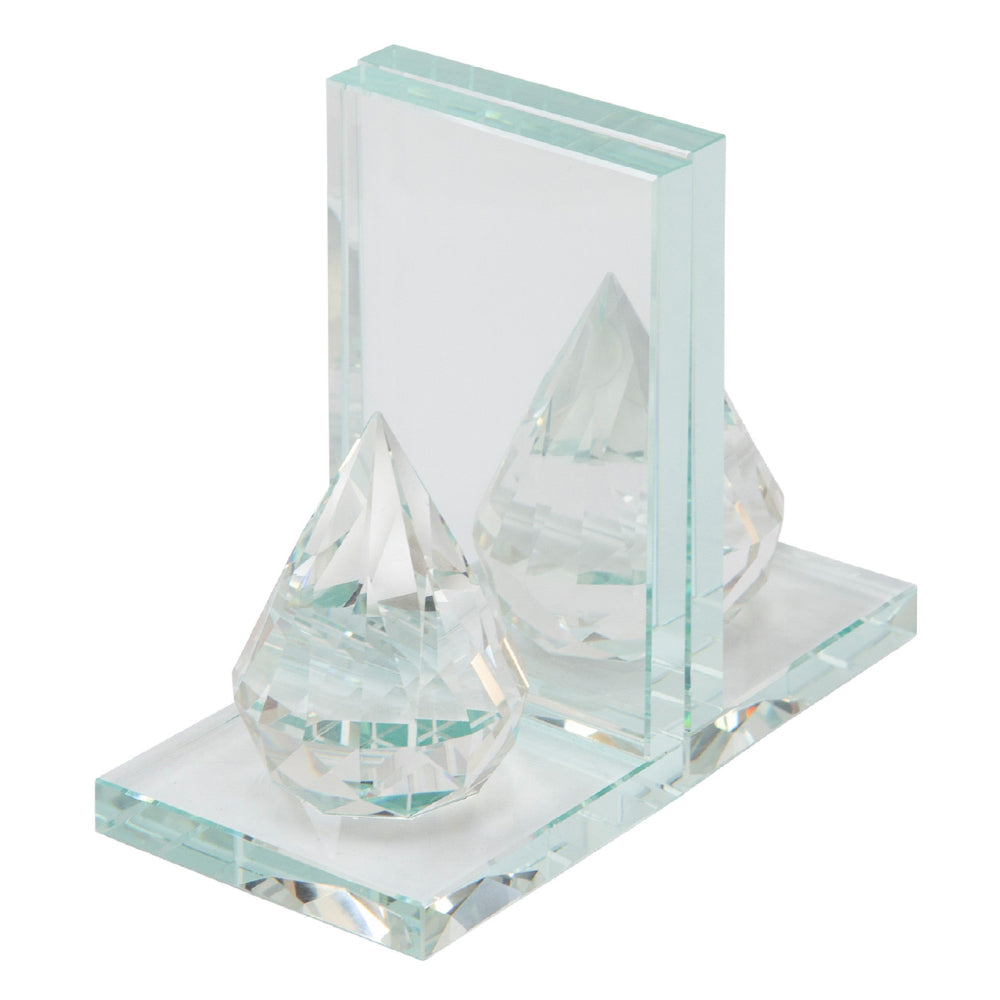 8 Inch Beautiful Natural Crystal Diamond Bookends, Set of 2, Clear - BM153947