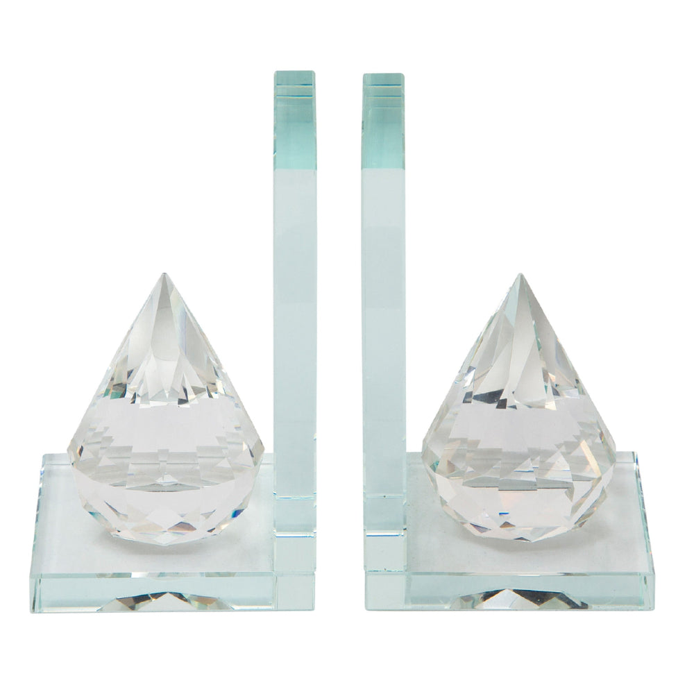 8 Inch Beautiful Natural Crystal Diamond Bookends, Set of 2, Clear - BM153947