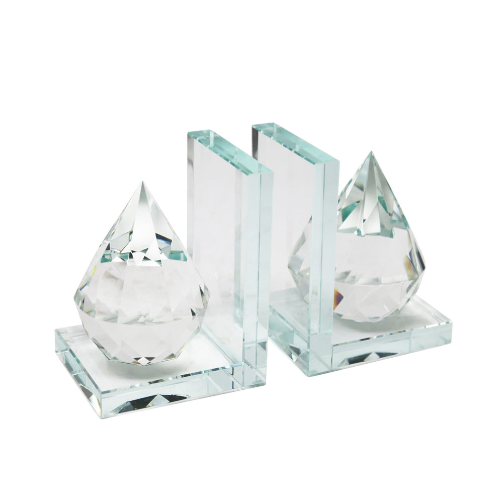 8 Inch Beautiful Natural Crystal Diamond Bookends, Set of 2, Clear - BM153947