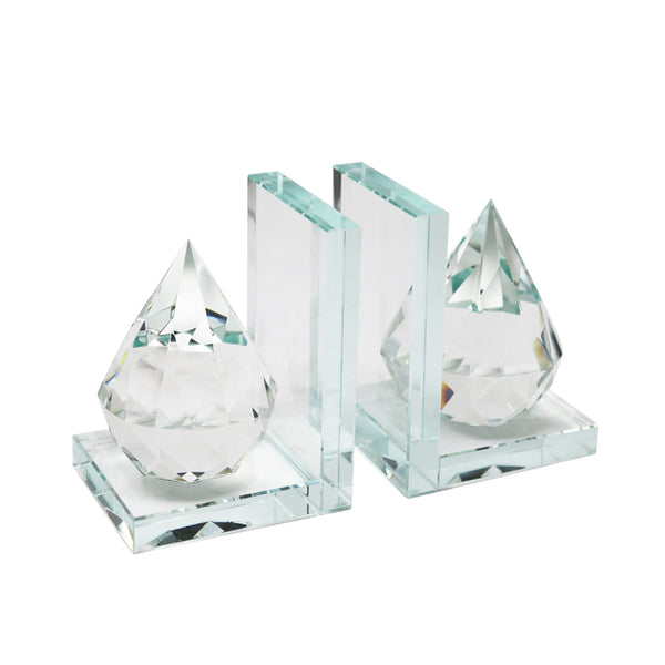 8 Inch Beautiful Natural Crystal Diamond Bookends, Set of 2, Clear - BM153947