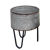 Galvanized Sheet Planter Tubs, Iron Powder Coated Hairpin Legs, Set of 3, Gray, Black - BM154147
