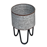 Galvanized Sheet Planter Tubs, Iron Powder Coated Hairpin Legs, Set of 3, Gray, Black - BM154147