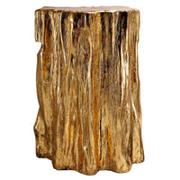 Nature Inspired Tree Trunk Metal Stool, Gold - BM154156