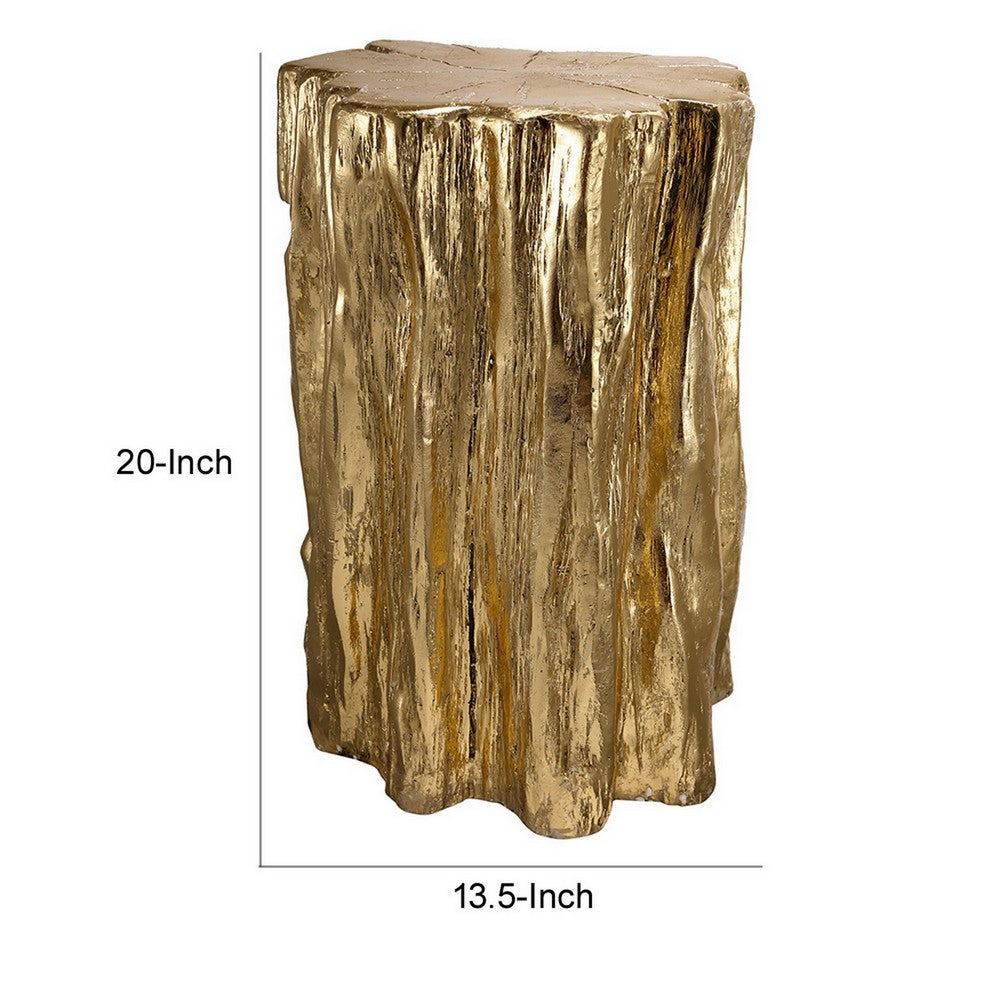Nature Inspired Tree Trunk Metal Stool, Gold - BM154156