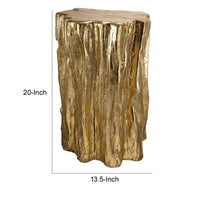 Nature Inspired Tree Trunk Metal Stool, Gold - BM154156