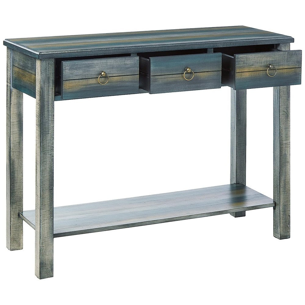 Glancio Beautiful Console Table, Antique Oak & Teal Blue - BM154268