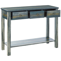Glancio Beautiful Console Table, Antique Oak & Teal Blue - BM154268