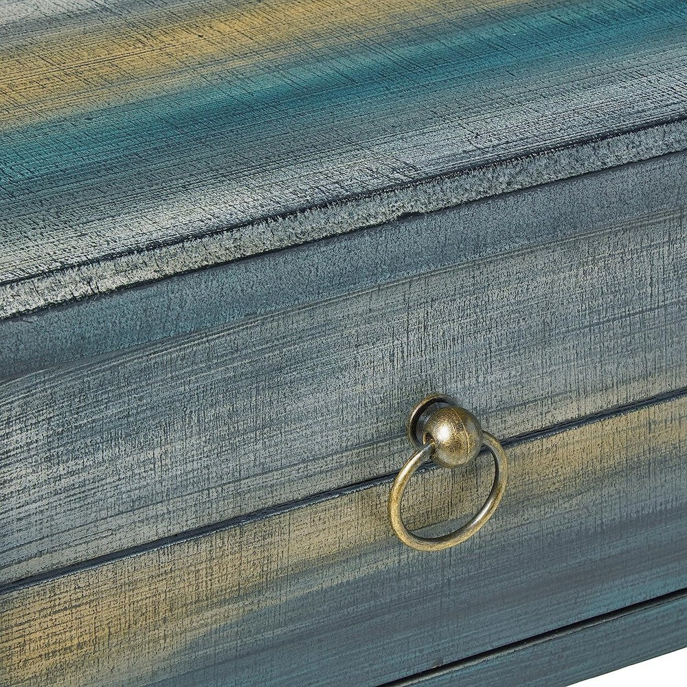 Glancio Beautiful Console Table, Antique Oak & Teal Blue - BM154268